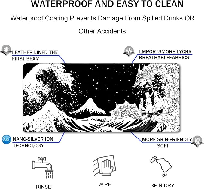 TEDNETGO Extra Large Mouse Pad, Gaming Mouse Pad, Waterproof Extra Large Mousepad with Stitched Edges, Non-Slip Base Keyboard Pad for Gamer, Office & Home, 31.5 x 15.8, Dragon