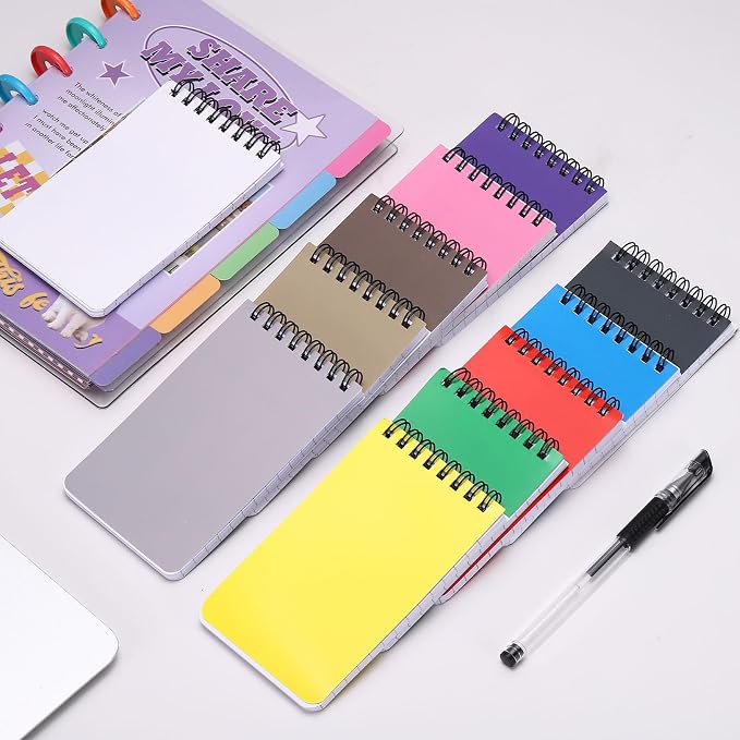 PATIKIL 3x5" Pocket Sketchbook, 2 Pcs Top Spiral Notebook Mini Lined Notebook Memo Pads 80GSM 60 Sheets/120 Pages Hard Cover Portable for Office Outdoor Travel Journal Draw, Dark Gray