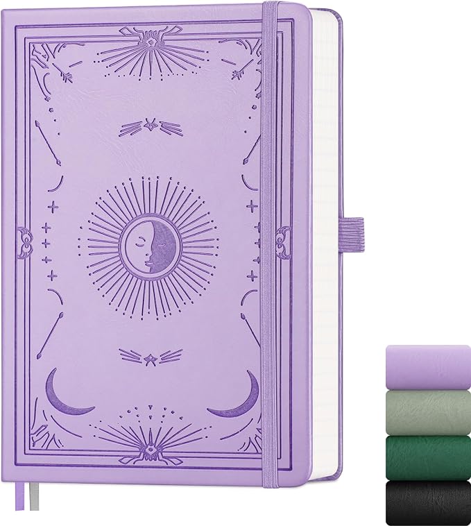 Lined Journal Notebook for Women Men, 192 Pages, A5 (5.7'' x 8.3'') | Hardcover Leather Notebook with 100GSM Thick Paper for Writing, Travel, Business, Office, Prayer (Light Purple)