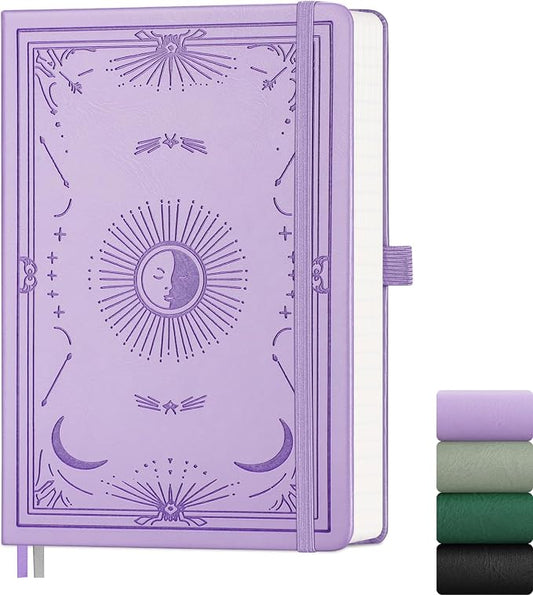 Lined Journal Notebook for Women Men, 192 Pages, A5 (5.7'' x 8.3'') | Hardcover Leather Notebook with 100GSM Thick Paper for Writing, Travel, Business, Office, Prayer (Light Purple)
