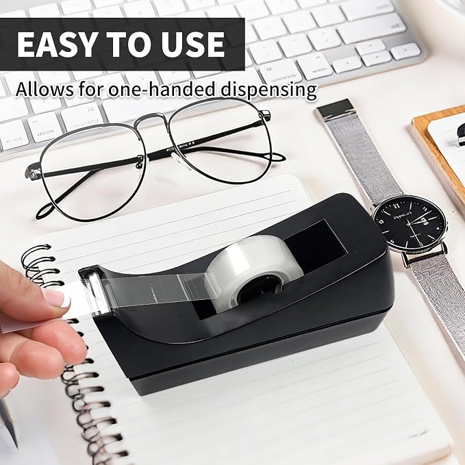 10 Pack Black Desktop Tape Dispensers Bulk Tape Roll Dispenser Non Skid Base Desk Tape Holder for Office Home School (No Tape Included)