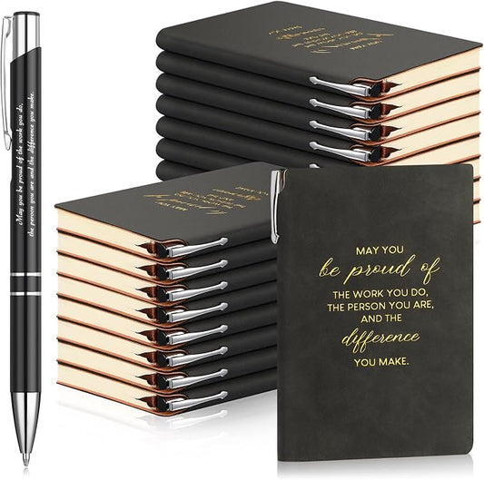 Colarr 40 Pcs Appreciation Gifts Bulk Inspirational PU Leather Notebook Journal & Pen Set Thank You Gifts for Staff, Employees, Coworkers, Nurses(Black,May You)