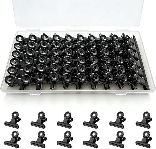 60 Pcs Metal Bulldog Clips, Black Small Bull Clips, Mini Metal Hinge Clip Tiny Bull Binder Paper Clamp for Crafts, Tags Bags, Food Bags, Drawings, Photos, Price Tag, Home Office Supplies (Black 22mm)