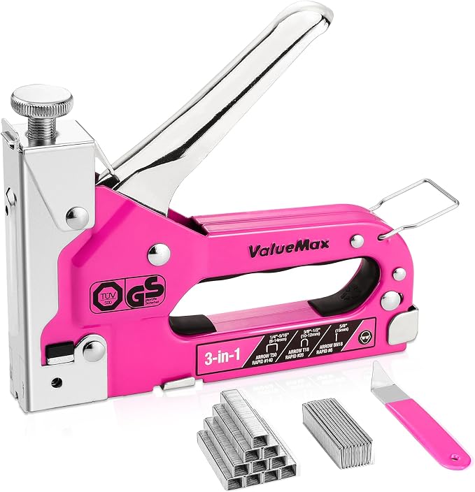 ValueMax Staple Gun, Heavy Duty 3-in-1 Manual Nail Gun with 2000 Staples, Remover, Upholstery Stapler for Wood, Furniture, Carpet, Carpentry, DIY, Wire, Decoration, Craft, Fixing Material, Decoration | Staple Remover Included, Upholstery Work, Wood Fur...