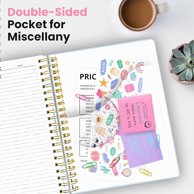 Large Lined Spiral Journal for Women Cute Hardcover 5 Subject Notebook for Work 8.5" x 11" with Removable Dividers & Tabs, College Ruled, 280 Pages Aesthetic Journal for Work, School & Note Taking, Puppy Parade