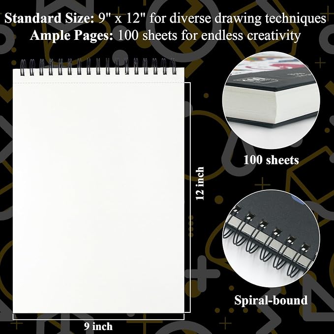 Fuxi Sketch Book for Kids, 9" x 12" Kids Sketch Pad, 100 Sheets_73Lb/120Gsm | Top Spiral Sketchbook for Kids, Acid-Free Thick White Drawing Paper for Kids, Craft Activities, Art Supplies for Kids 9-12