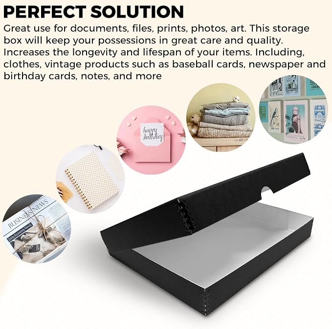Golden State Art, Clamshell Archival Storage Box 9x12, Black, Pack of 2 | Acid-Free Photo Box with Metal Edge Corner, Preserve And Store Paper Documents Cards Prints Arts and Crafts DIY Projects