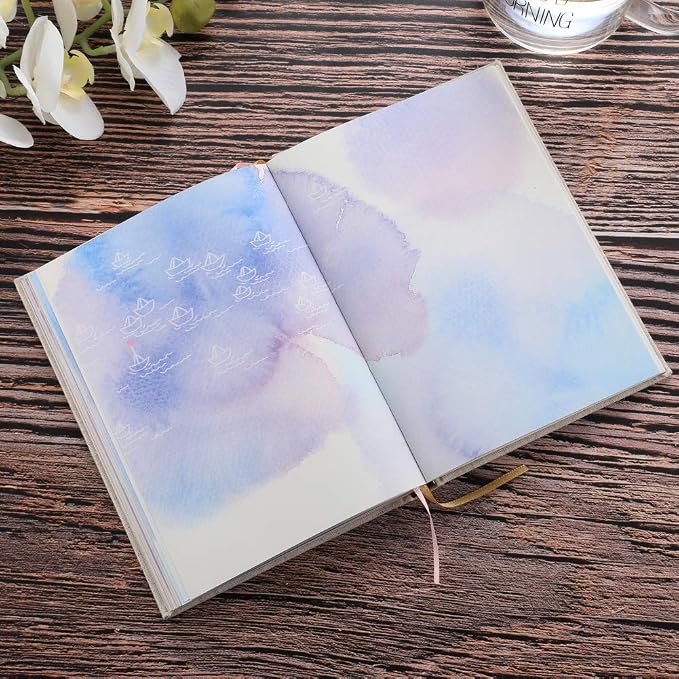 SIIXU Colorful Journal Notebook,A5-Blank,Multicolor | Hand-illustrated by an Artist, Unique Beautiful Watercolor Pages, for Women & Men, 2 Ribbon Bookmark, Lay-flat, Unruled Diary