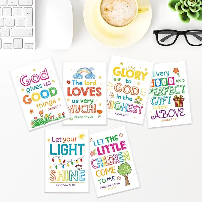Fancy Land Christian Party Favors for Kids Religious Notepads 12Pcs | Bible Verse Notepad, Religious Party Favors, Inspirational Journals Note Pad, Sunday School, Classroom, Office Supplies
