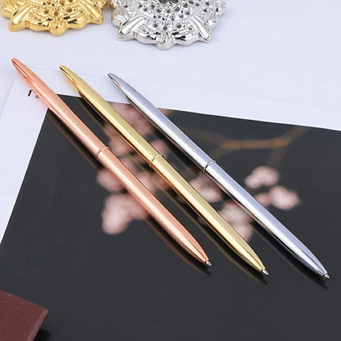 Hollow Round Pen Holder Signing Pen Set for Wedding Bridal Engagement Valentine's Day Favors,Rose Gold
