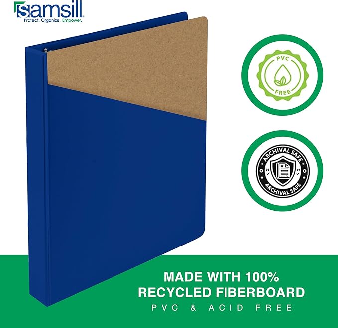 Samsill 3 Inch 3 Ring Binders, Economy Round Ring, Clear View Cover, 550 Sheet Capacity - for School, Home, Office - Blue, 4 Pack
