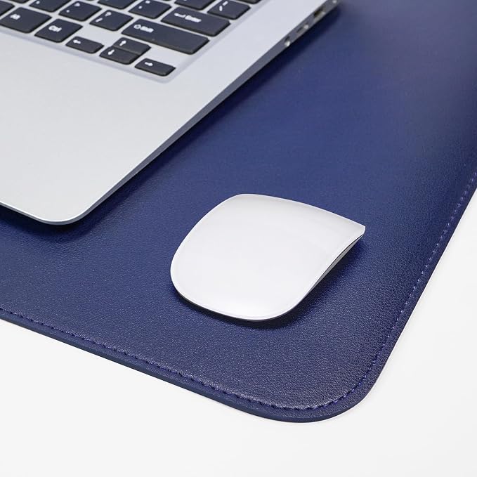 AFIING Leather Desk Pad Protector, Large Desk Mat with Natural Cork & PU Leather, Mouse Pad, Non-Slip, Waterproof Desk Writing Pad for Office and Home, Sapphire Blue