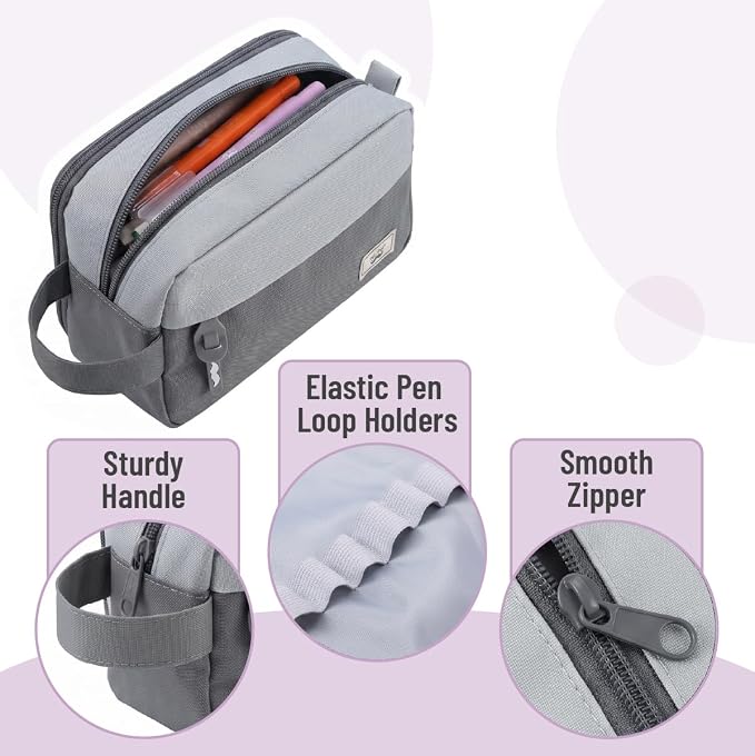 Mr. Pen- High Capacity Pencil Case, Large Pencil Pouch with 3 Compartments and 2 Pockets, Large Pencil Bag with Smooth Zipper, Cute Pencil Case Pouch Organizer, School Supplies for Teens