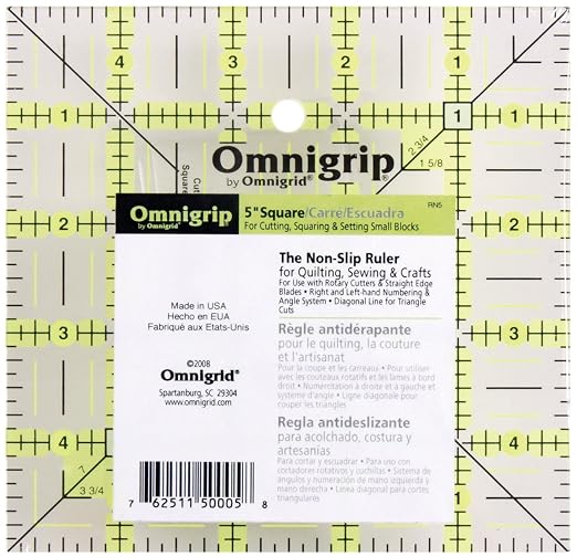 Omnigrip by Omnigrid Non-Slip Ruler, 5" Square | Sewing and Quilting Supplies