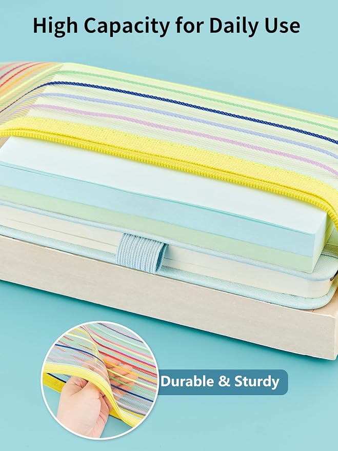 JARLINK Zipper Mesh Pouch, 80 Pcs multi-use Pencil Pouches in 10 Colors | Multipurpose Pencil Pouch Bulk for School, Office Supplies, Cosmetics, Makeup&Travel Accessories, Mixed Color