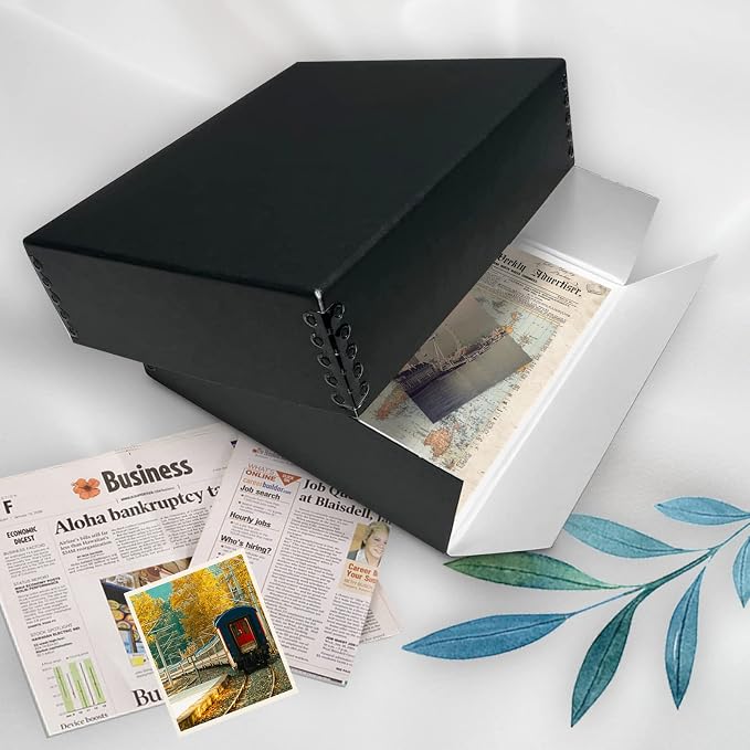 Golden State Art, Drop Front Archival Storage Box, 8.75"x10.75"x3"-Black | Acid-Free 8x10 Museum Photo Storage Box with Metal Edge, Preserve Documents, Prints, Poster, Photographs, Arts And Crafts