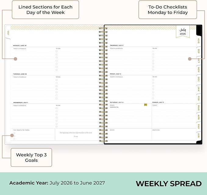 Blue Sky 2026-2027 Weekly & Monthly Academic Planner, 8.5"x11", Rose Garden | July 2026 - June 2027, Flexible Cover, Laminated Tabs, Storage Pocket, Stickers, Academic Year, Day Designer