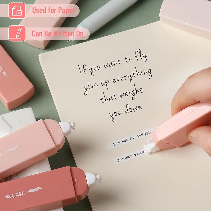 Mr. Pen- Aesthetic Correction Tape, 0.2" x 197", 6 pcs, Mocha Blush | Cute Correction Tape