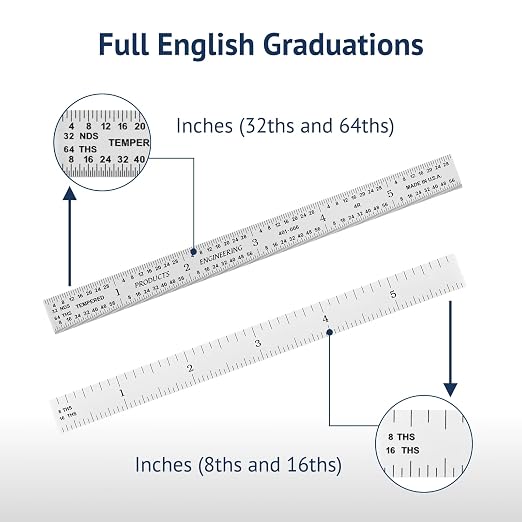 PEC Tools 6" Metal Ruler, Flexible Stainless Steel, 4R Graduation, Trusted by Professionals, Made in USA
