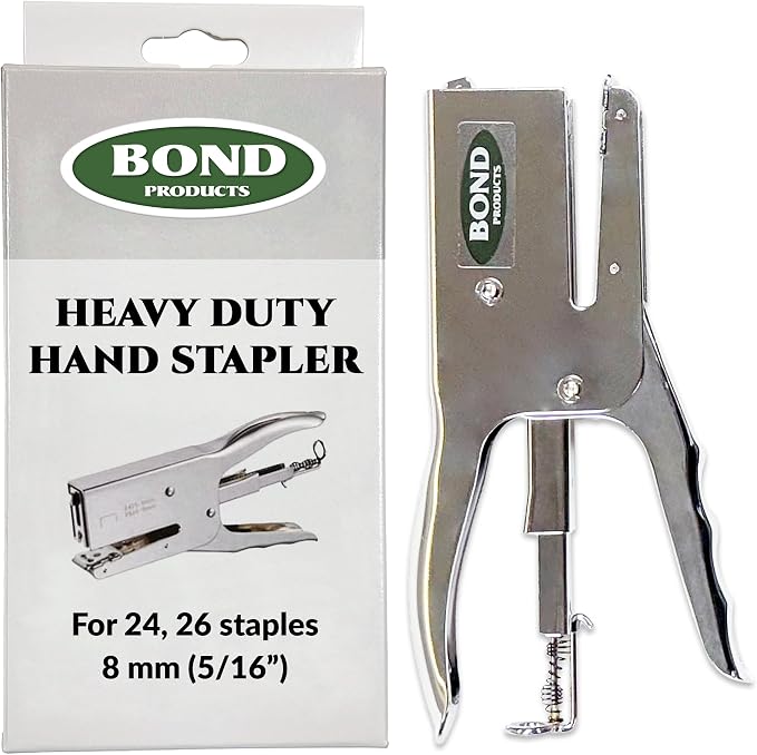 SSTGU81 Bond Heavy Duty Hand Stapler – Plier Stapler for Crafting, Upholstery, & Construction – Commercial & Industrial Metal Stapler – Heavy Duty Office Stapler – Handheld Fabric Stapler – Silver