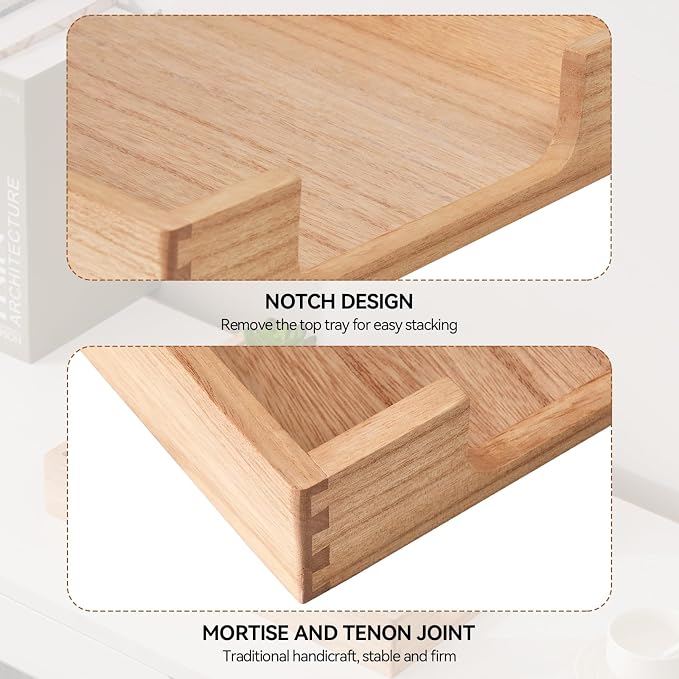 KIRIGEN Wooden Letter Tray, Single-Tier Paper Organizer for Desk Natural TP | Front-Load Paper Tray Fits Letter and A4 Paper, Folders, Mail, and Magazinesfor Home Office; Paulownia Wood, Fully Assembled