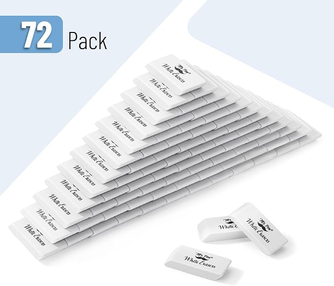 Mr. Pen- White Pencil Eraser, 72 Pack | Large Latex Free Block Erasers Bulk for School, Office, Art Sketching, Homework, Exams, Clean Smudge-Free Correction