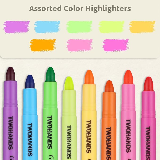 TWOHANDS Bible Highlighters No Bleed 8 Assorted Colors,Gel Highlighters Marker Pens for Bible Study Journaling 21403