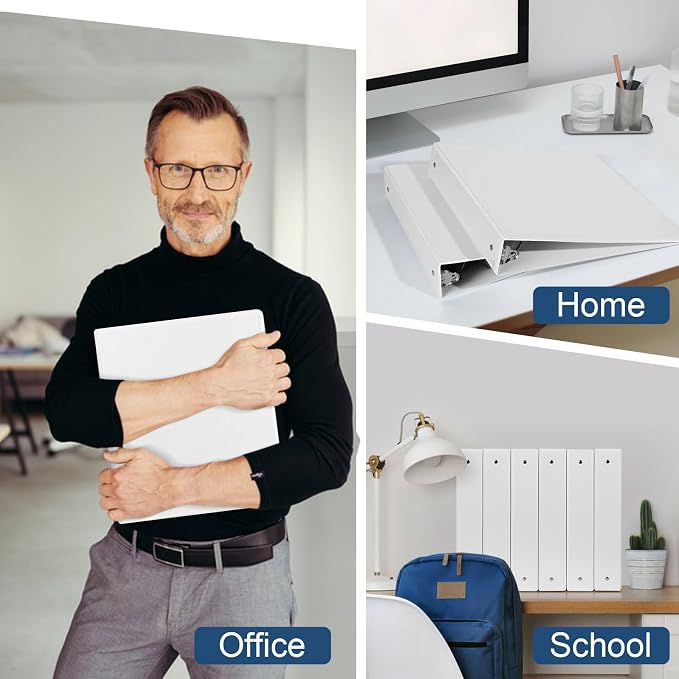 1.5-Inch 3-Ring Binder with Pockets, 1-1/2’’ Premium View Binders with Three Ring Binders Holds up to 325 Sheets US Letter Size, Bulk Pack of 6, Perfect for Home, Office, and School (1.5-inch) White