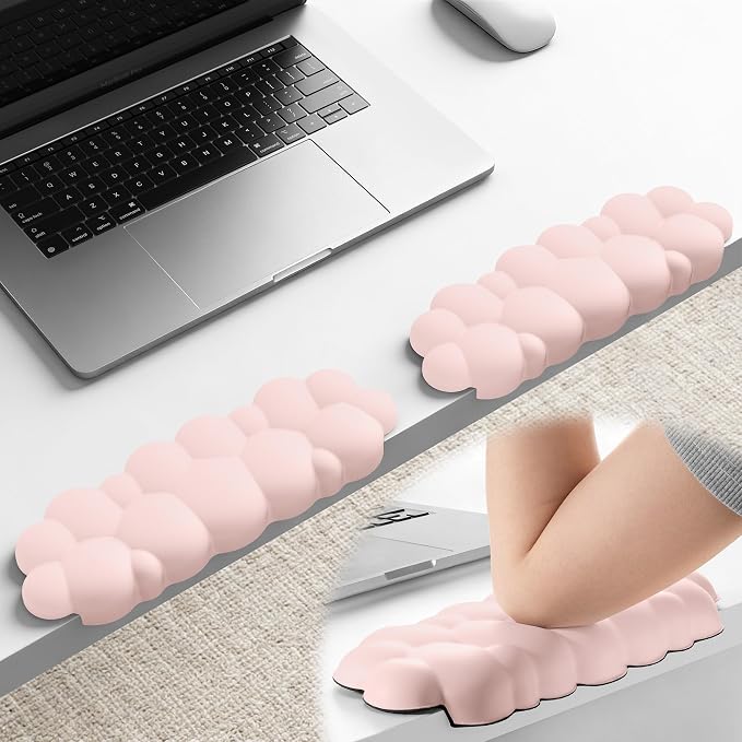 Laborio Elbow Pad for Desk, 2-Pack Cloud Elbow Rest(Pink), Edge Arm Rest | L-Shaped, Leather Surface, Memory Foam, Waterproof, Non-Slip Wrist Support Wrist Rest