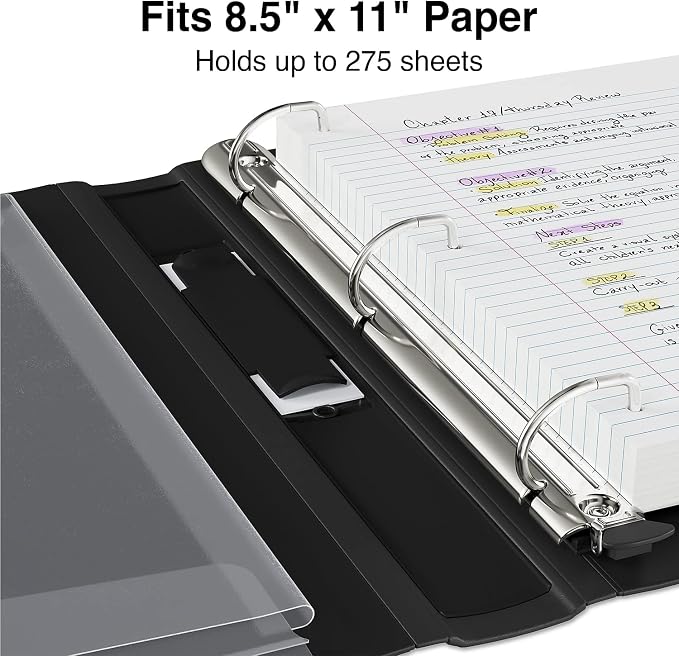 Staples Better Binder, 1" Heavy‑Duty D‑Ring Binder, Black, Reinforced Spine, Holds 275 Sheets, Reliable 3‑Ring Binder for School, Office, Projects, 3‑Pack