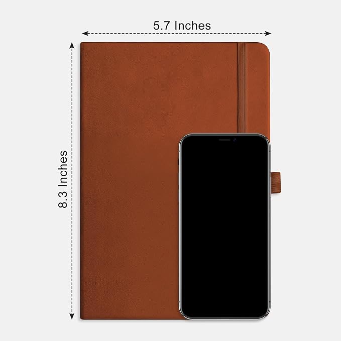 RETTACY Blank Journal Notebook, 192 Pages, A5 Medium Size (5.7'' x 8.3'') | Leather Hardcover, 100 GSM Thick Paper, for Sketching, Drawing, Painting (Brown)