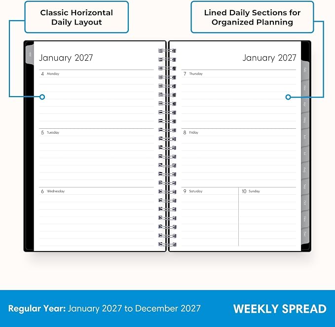 Blue Sky 2027 Weekly & Monthly Planner, 5"x8", Enterprise | January 2027 - December 2027, Flexible Cover, Durable Twin Wire Binding, Laminated Tabs