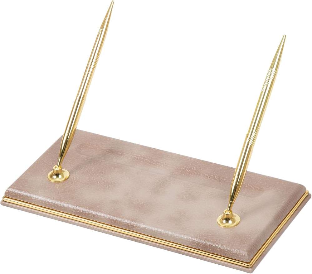 Cloud Luxury Leather Desk Set – 10 Piece Executive Desk Organizer with Desk Pad, Double Document Tray, Pen Holder, Memo Holder, Business Card Holder & Phone Stand – Gold Office Accessories (Beige)
