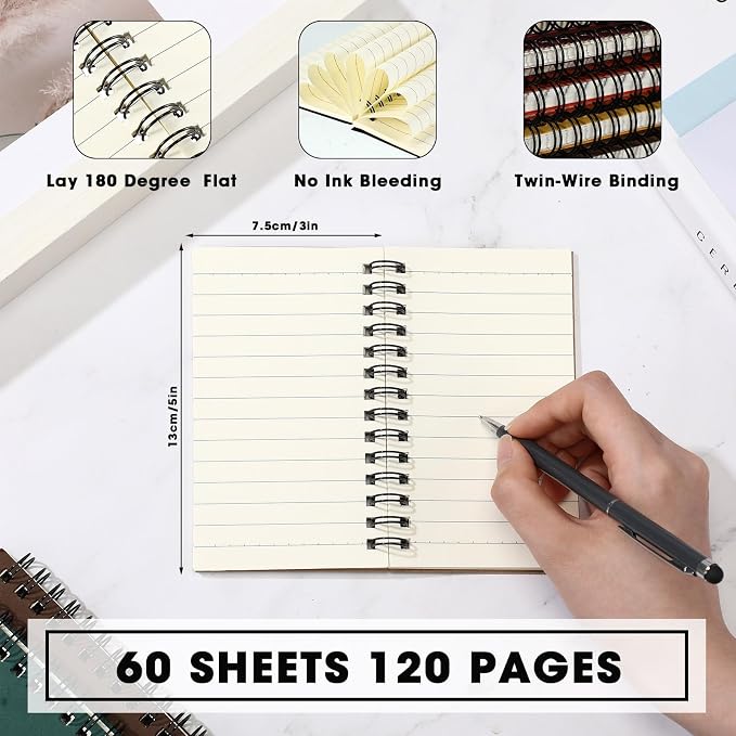 Jutom 54 Pcs Small Spiral Notebooks Memo Pads 3x5 Bulk Small Pocket Notepads Back to School Supplies Mini Notebook with Lined Mini Journals for Office & Work, 120 Pages (Multi Color)
