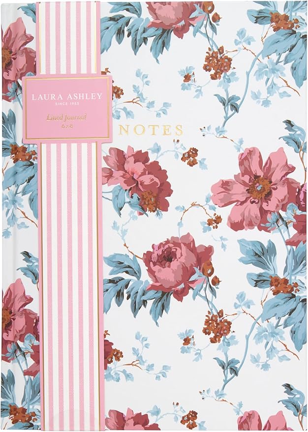 Laura Ashley Journal 256 Lined Pages Elegant Floral Hardcover Notebook | Scalloped Magnetic Flap Closure Keeps Notes Secure, Elegant Botanical Style Ideal for Diaries and Gifting