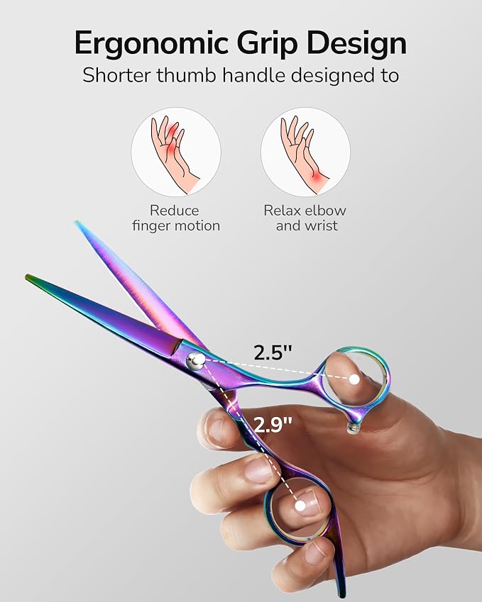 Hair Cutting Scissors, ULG Professional Hair Scissors 6.5” Rainbow | Right-Hand, Razor Edge Barber Shears, For Salon and Home Hair Cutting Shears, Japanese Stainless Steel, Hand Sharpened