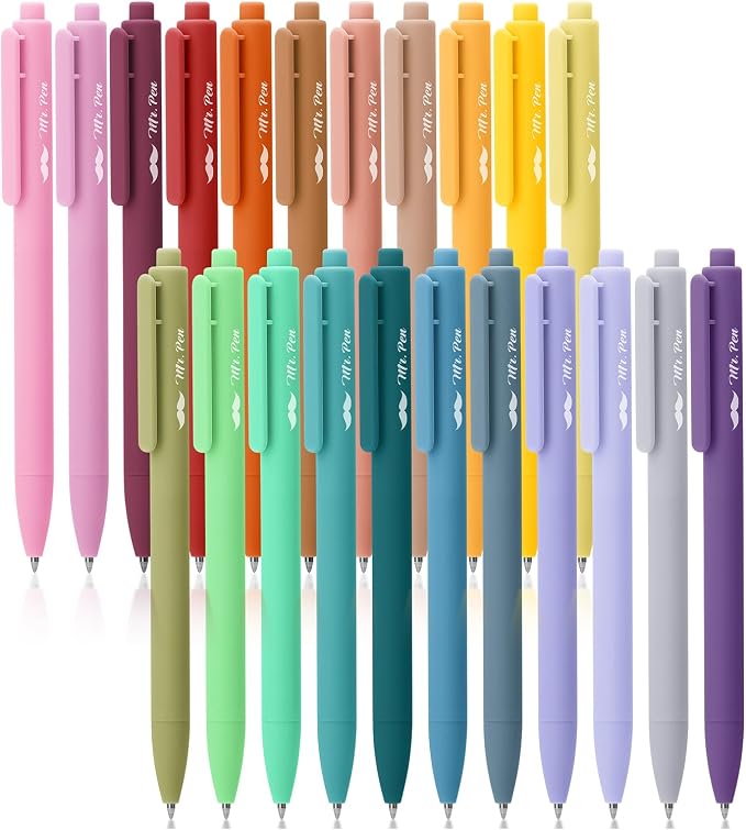 Mr. Pen- Retractable Gel Pens, 22 Pack, Vintage Ink, Fine Point 0.7mm | Fast Dry, Smooth Writing, Cute Pens for Drawing, Writing Planner and School Supplies