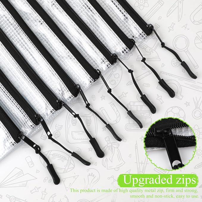 YOPCDJ 24 Pack Mesh Zipper Pouch Bags Small, Zipper Pencil Pouches, 9.2 x 4.7 in Clear Pencil Pouch Bulk, Pencil Bags with Zipper for Travel Storage, Black