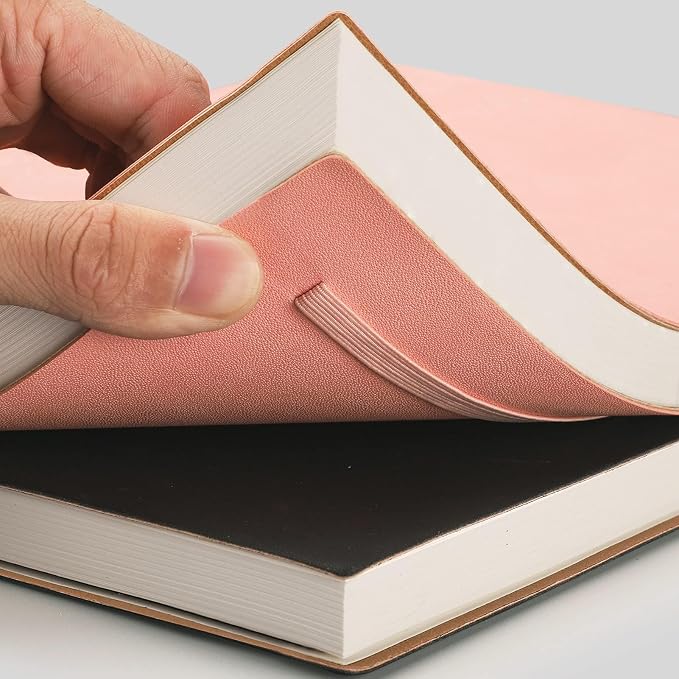 AHGXG Dotted Journal Notebook, 384 Pages, 120GSM, B5 (7.6'' × 10'') | 2 Pack, Leather Hardcover, for Journaling, Planning, Tracking (Blackpink)
