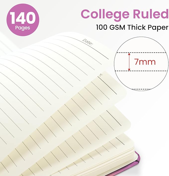 ZOTIA Lined Spiral Journal for Women, A5 Pretty Hardcover Notebook for Work, School & Office Writing, Aesthetic Writing Journal College Ruled, 140 Pages, 5.8" x 8.3", Twilight Bloom