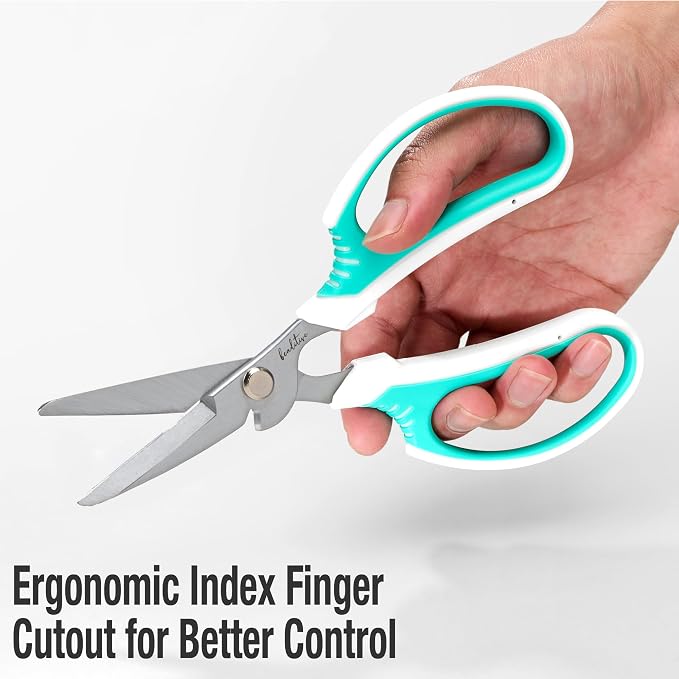 Beaditive Multipurpose Craft Scissors With Wire Cutter - High-Leverage with Sharp Carbon Steel Blades - Ergonomic Sewing Scissors for Heavy Duty Projects - Office, Scrapbook, Leather Scissors