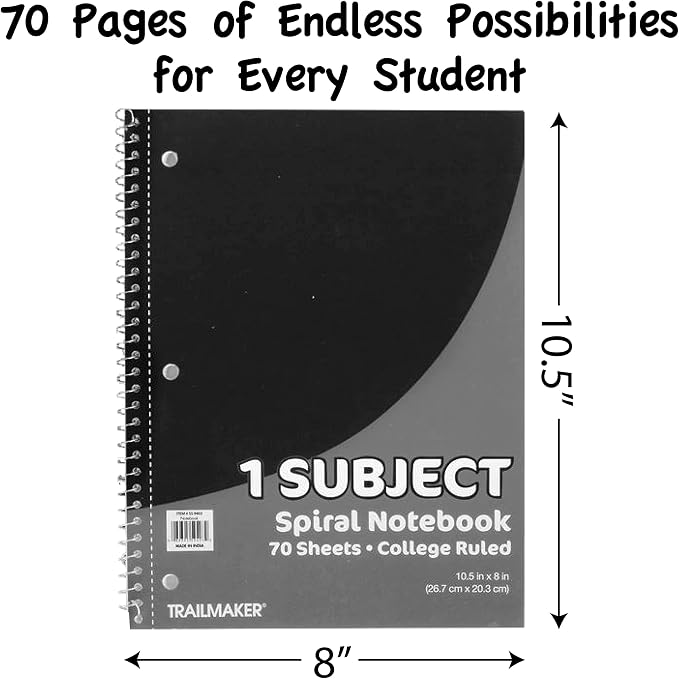 Trail maker Bulk Notebooks (2000 Pack), One Subject Notebooks College Ruled, 140 Pages (70 Sheets),Spiral Bulk Notebooks for Kids, School Supplies, Journaling, Note Taking, Students, and Work