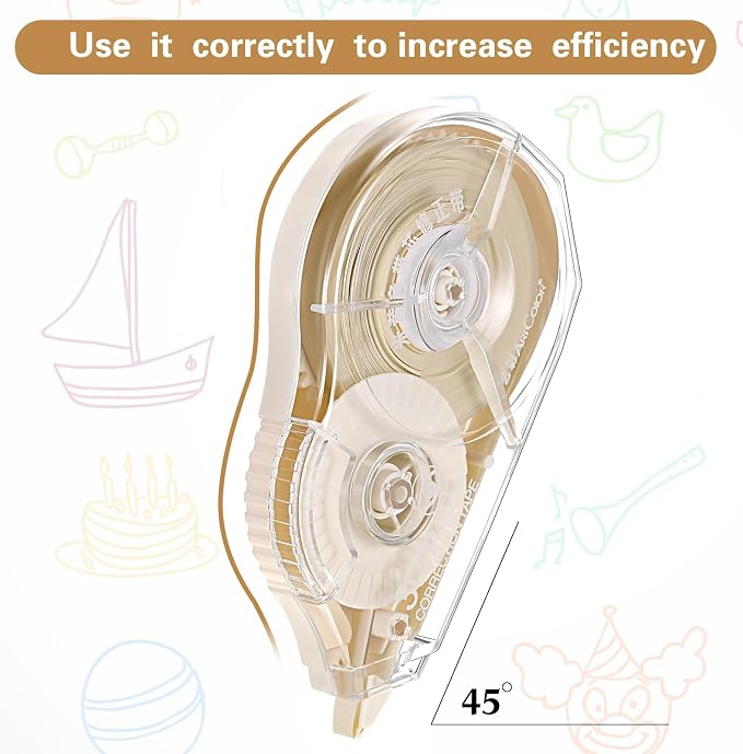 Zonon 4 Pieces Correction Tape Cream Color Beige Corrective Tape Eraser 100 Feet Long for Back to School Office Supplies Crafting, Journal, Note Taking, Case Color May Vary