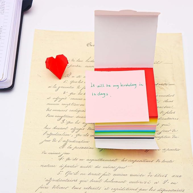 Tear Off Notepad 3x3 Non Sticky Notes 380 Sheets Tearable 80gsm Memo Paper 19 Colors Note pad Black Square Cube for Taking Notes (3" x 3")
