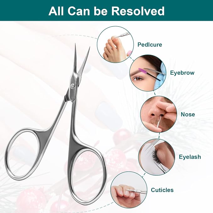 CGBE Cuticle Scissors, Extra Fine Curved Eyebrow Scissors, Silvery | Stainless Steel, Round Handle, Precise Pointed Tip, Hangnail And Dry Skin Trimming, Russian Manicure Care