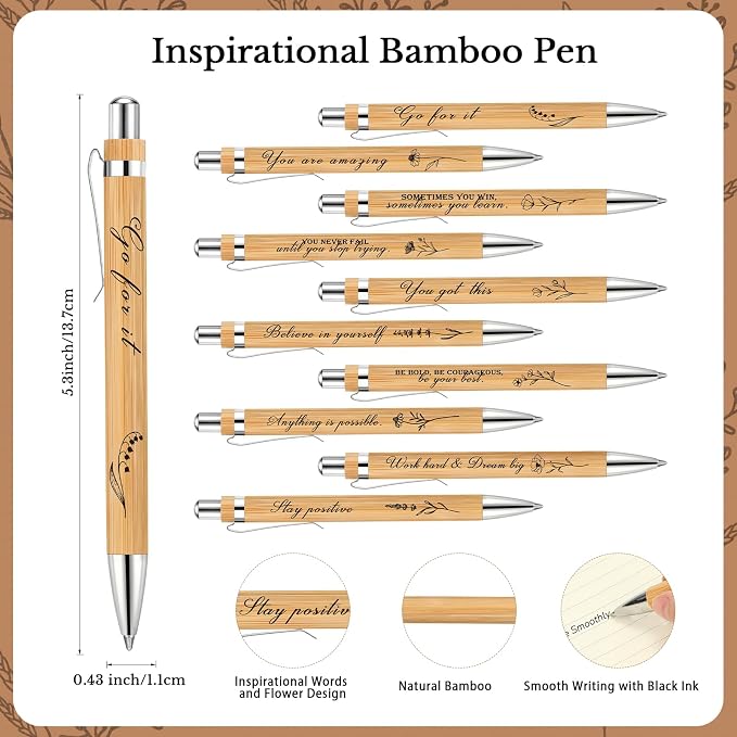 Watersay 30 Set First Day of School Gift for Teacher Students Bulk Inspirational Notebooks with Thank You Pens Back to School Employee Coworkers Staff Appreciation Gifts (Boho Froal)