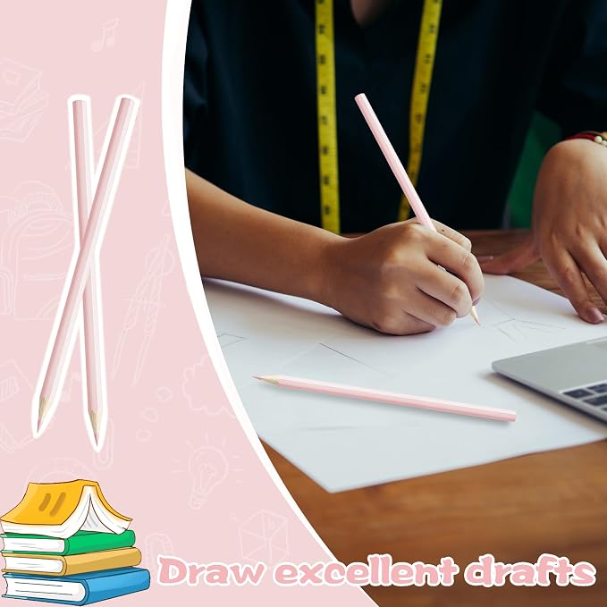 24 PCS Macaron Pink Colored Pencils Pre Sharpened Pencil 2 HB - Ideal for Checking, Grading, Tests & Office/School Supplies