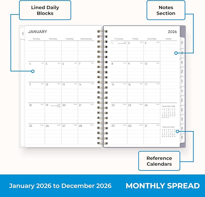 Blue Sky 2026 Weekly & Monthly Planner Calendar, 5"x8", Tula | January 2026 - December 2026, Flexible Frosted Cover, Durable Twin Wire Binding, Laminated Tabs