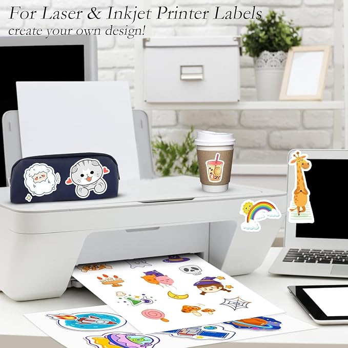 2000 Full Sheets Sticker Paper for Laser & Ink Jet Printers, 8.5" x 11" Full Sheet Address Shipping Label, 2000 Sheets 2000 Labels