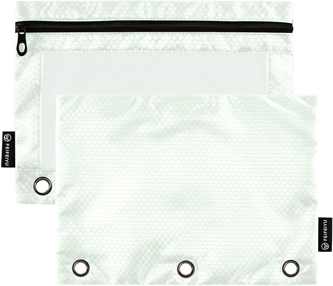 Gredecor Binder Pencil Pouch 3 Ring Honeydew Zipper Pencil Pouches Case 2 Pack Clear Binder Organizer for School Office